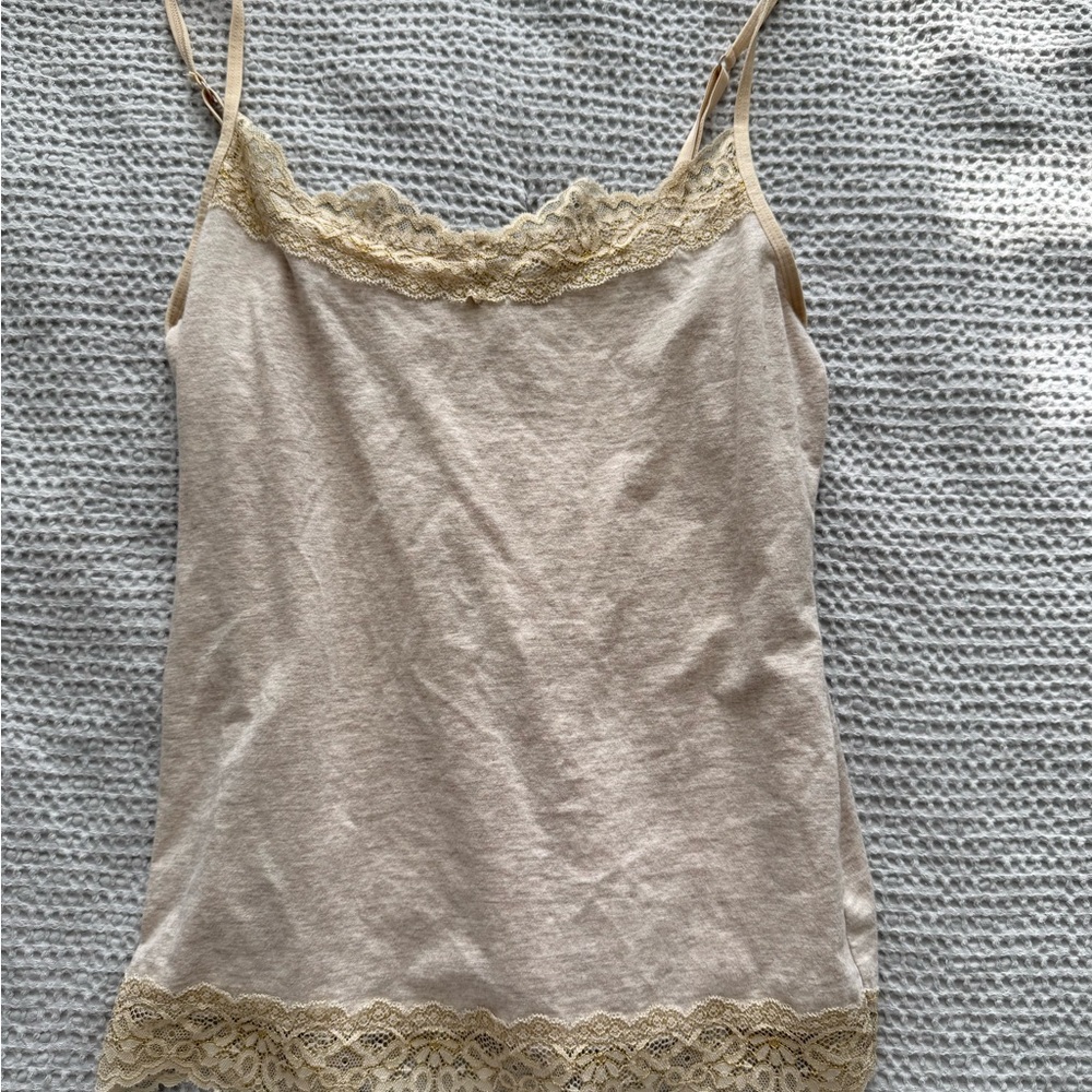 ✨5 for $25✨ Women's Lace Trim Cami Tank Top - Beige